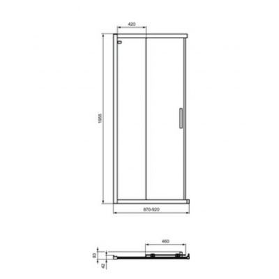Ideal Standard Connect 2 drzwi prysznicowe 87 cm rozsuwane srebrny szczotkowany/szkło przezroczyste K9261EO