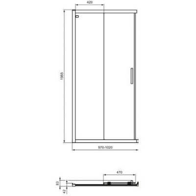 Ideal Standard Connect 2 drzwi prysznicowe 100 cm rozsuwane czarny mat/szkło przezroczyste K9262V3