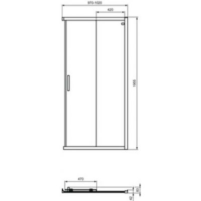 Ideal Standard Connect 2 drzwi prysznicowe 100 cm rozsuwane czarny mat/szkło przezroczyste K9262V3