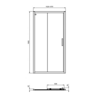 Ideal Standard Connect 2 drzwi prysznicowe 105 cm rozsuwane czarny mat/szkło przezroczyste K9274V3