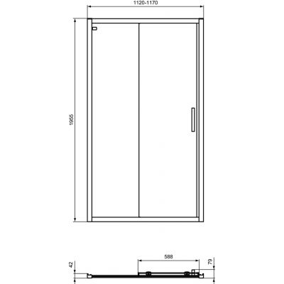 Ideal Standard Connect 2 drzwi prysznicowe 115 cm srebrny mat/szkło przezroczyste K9276EO