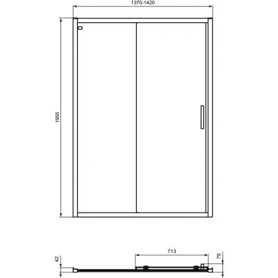 Ideal Standard Connect 2 drzwi prysznicowe 140 cm rozsuwane czarny mat/szkło przezroczyste K9278V3