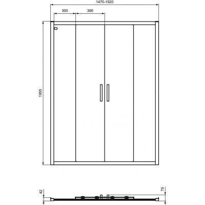 Ideal Standard Connect 2 drzwi prysznicowe 150 cm podwójne srebrny mat/szkło przezroczyste K9281EO