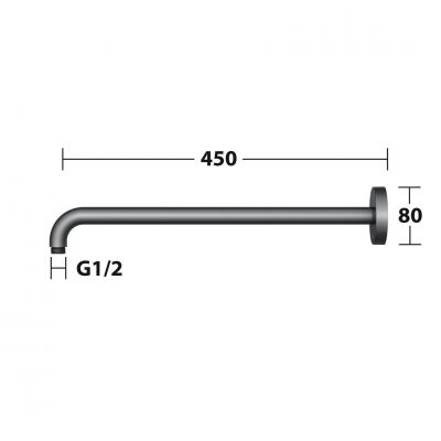 Keuco ramię prysznicowe 45 cm szczotkowany czarny chrom 51688130400