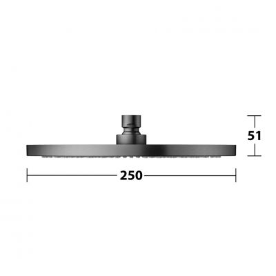 Keuco deszczownica 25 cm okrągła szczotkowany czarny chrom 59886130201