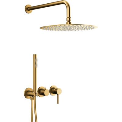 KFA Armatura Moza zestaw wannowo-prysznicowy podtynkowy z deszczownicą szczotkowane złoto 5039-511-31