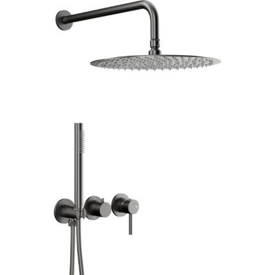 KFA Armatura Moza zestaw wannowo-prysznicowy podtynkowy z deszczownicą gun metal grey 5039-511-61