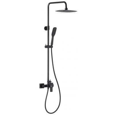 KFA Armatura Mokait zestaw prysznicowy ścienny z deszczownicą czarny 5536-910-81