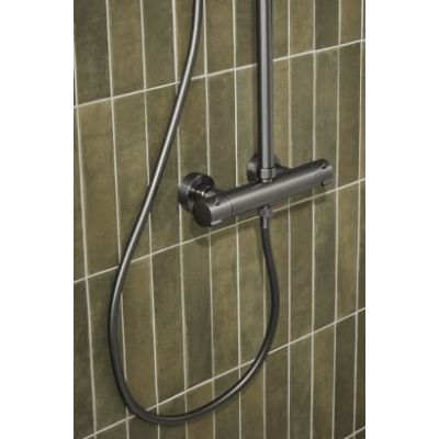 KFA Armatura Moza zestaw prysznicowy ścienny termostatyczny z deszczownicą gun metal grey 5736-920-61