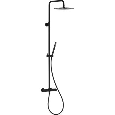 KFA Armatura Moza Premium zestaw prysznicowy ścienny termostatyczny z deszczownicą czarny 5736-921-81