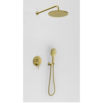Kohlman Axel zestaw prysznicowy podtynkowy z deszczownicą złoty szczotkowany QW210AGDBR30