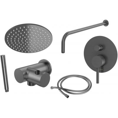 Kohlman Axel Gray zestaw prysznicowy podtynkowy z deszczownicą grafit szczotkowany QW210AGR30