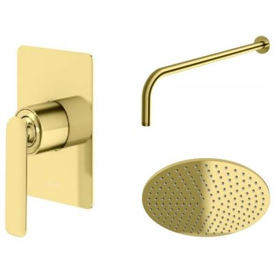 Kohlman Experience Gold zestaw prysznicowy podtynkowy z deszczownicą złoty połysk QW220EGDR25