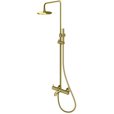 Kohlman Axel Gray zestaw wannowo-prysznicowy ścienny z deszczownicą złoty szczotkowany QW277AGDB