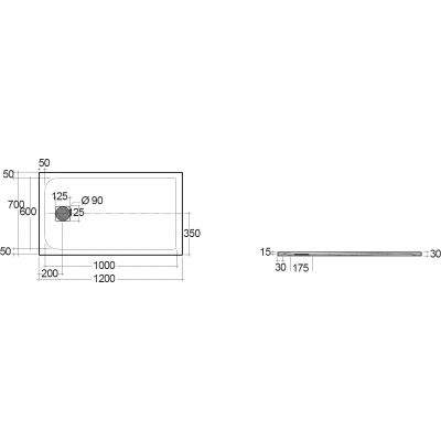 Kludi Terra brodzik prostokątny 120x70 cm czarny mat 08DW0239