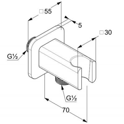 Kludi A-QA przyłącze kątowe z uchwytem chrom 6556805-00