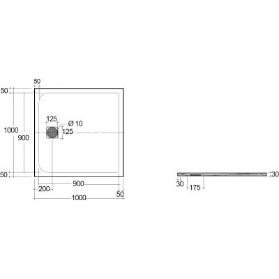 Kludi Terra brodzik kwadratowy 100x100 cm czarny mat 08DW1839