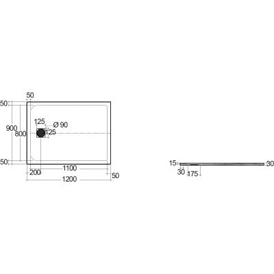 Kludi Terra brodzik prostokątny 120x90 cm jasny szary mat 09DW07O2