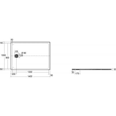 Kludi Terra brodzik prostokątny 140x100 cm czarny mat 08DW1639