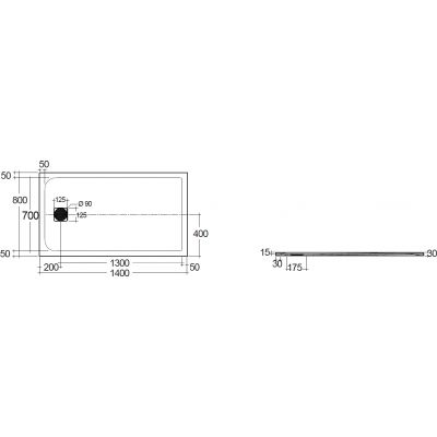 Kludi Terra brodzik prostokątny 140x80 cm czarny mat 08DW0639