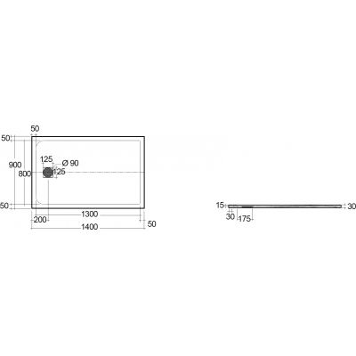 Kludi Terra brodzik prostokątny 140x90 cm jasny szary mat 09DW06O2
