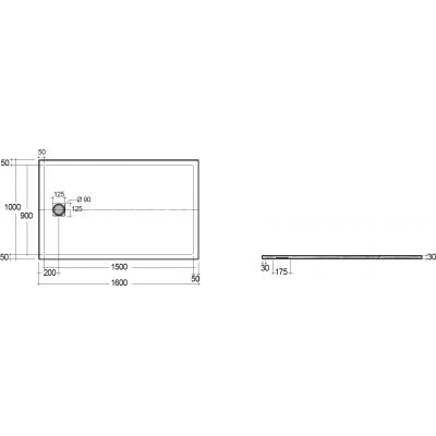 Kludi Terra brodzik prostokątny 160x100 cm jasny szary mat 08DW15O2