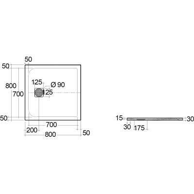 Kludi Terra brodzik kwadratowy 80x80 cm biały mat 08DW0953