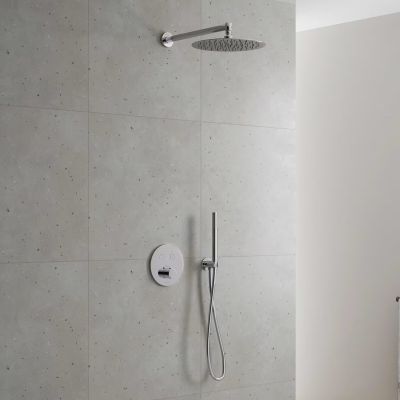 Zestaw Kronenbach Smart Push bateria wannowo-prysznicowa podtynkowa termostatyczna chrom z deszczownicą i kompletem natryskowym KB-Set15CR