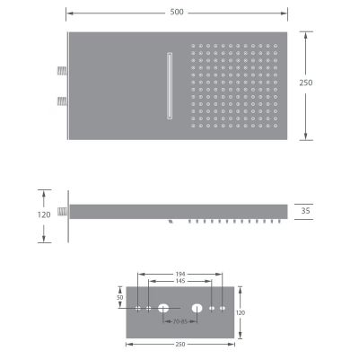 Zestaw Kronenbach Smart Push bateria wannowo-prysznicowa podtynkowa termostatyczna czarny mat z deszczownicą i kompletem natryskowym KB-Set13SM
