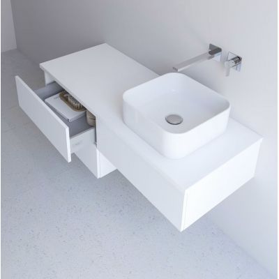 Kronenbach Cube szafka z blatem 161x48,7x44,5 cm podumywalkowa wisząca biały połysk KBWTKOWTL1614WH