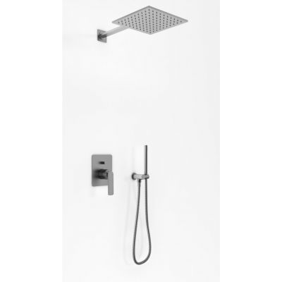 Kohlman Experience Gray zestaw prysznicowy podtynkowy z deszczownicą 30 cm szczotkowany grafit QW210EGQ30