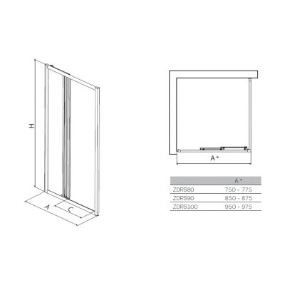 Koło First drzwi prysznicowe 90 cm wnękowe 3-elementowe szkło satyna ZDRS90214003