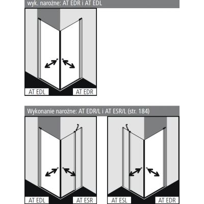 Kermi Atea AT EDL drzwi prysznicowe 75 cm częściowe 1/2 lewe szkło przezroczyste ATEDL07520VPK