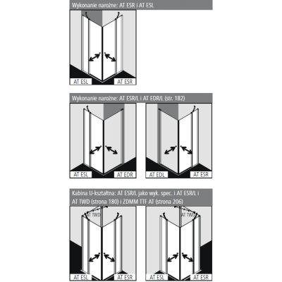 Kermi Atea AT ESR drzwi prysznicowe 120 cm częściowe 2/2 prawe szkło przezroczyste ATESR12020VPK