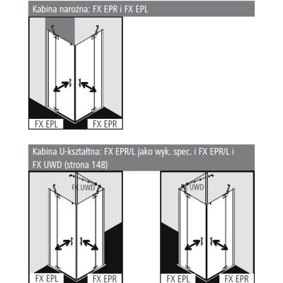Kermi Filia XP FX EPL drzwi prysznicowe 120 cm częściowe 1/2 lewe srebrny połysk/szkło przezroczyste FXEPL12020VPK