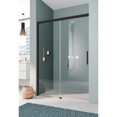 Kermi Nica NI L2L drzwi prysznicowe 130 cm wnękowe lewe czarny soft/szkło przezroczyste NIL2L130203PK
