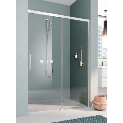Kermi Nica NI L2R drzwi prysznicowe 110 cm wnękowe prawe srebrny połysk/szkło mleczne NIL2R11020VYK
