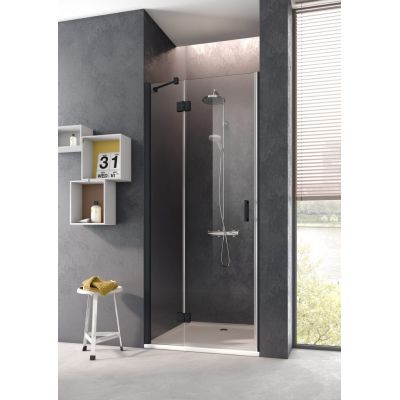 Kermi Osia OS SFL drzwi prysznicowe 90 cm lewe czarny soft/szkło przezroczyste OSSFL090203PK