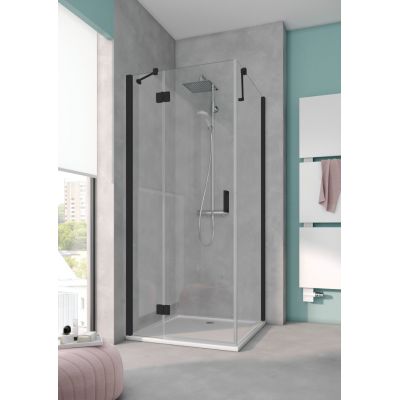 Kermi Osia OS STL drzwi prysznicowe 80 cm lewe czarny soft/szkło przezroczyste OSSTL080203PK