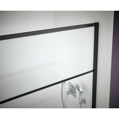 Kermi Walk-In XD WW3 ścianka prysznicowa 140 cm czarny soft/szkło z nadrukiem XDWW3140203PK