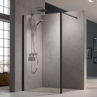 Kermi XB ścianka prysznicowa walk-in 110 cm czarny półmat/szkło przezroczyste XBWDL110203PK