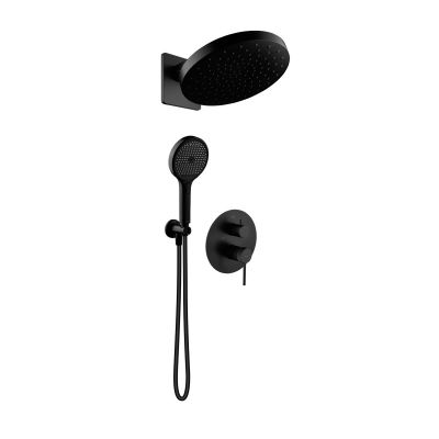 Ksuro 01 zestaw bateria wannowo-prysznicowa podtynkowa z deszczownicą i słuchawką 3-funkcyjną czarny mat 17000030