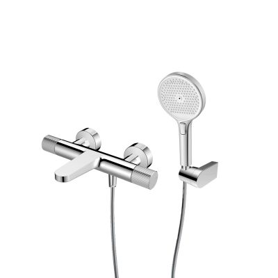 Ksuro 02 zestaw bateria wannowo-prysznicowa ścienna z deszczownicą i słuchawką 3-funkcyjną chrom 17005010