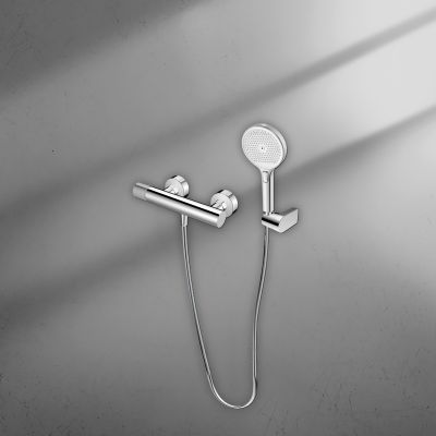 Ksuro 02 zestaw bateria prysznicowa ścienna ze słuchawką 3-funkcyjną chrom 17006010