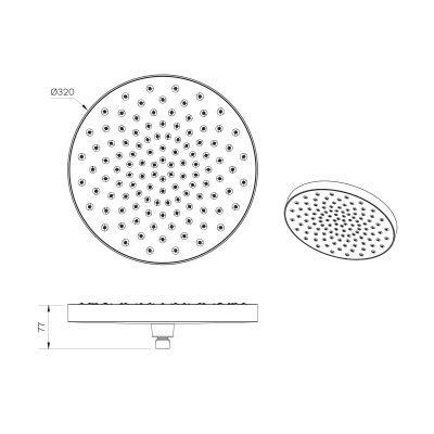 Ksuro 01 deszczownica 32x32 cm okrągła czarna 16000030