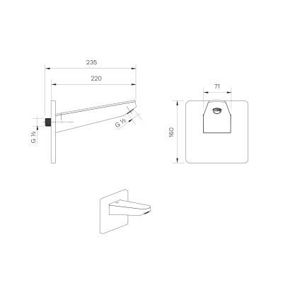 Ksuro 01 ramię ścienne chrom 16002010