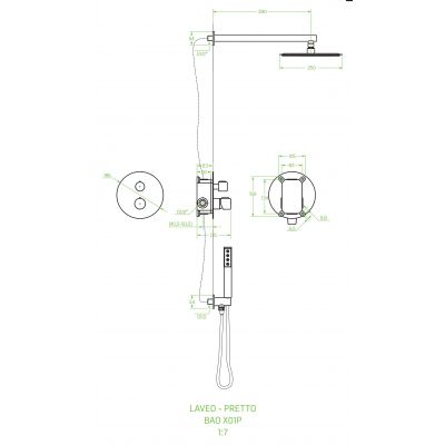 Laveo Pretto zestaw prysznicowy podtynkowy z deszczownicą chrom BAO001P