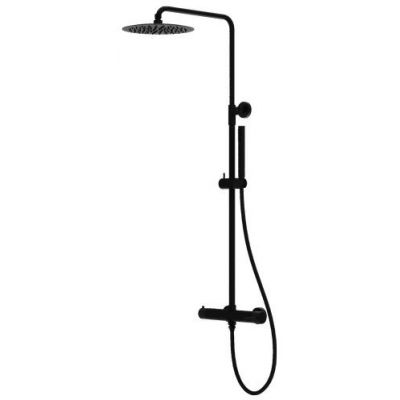 LaVita Orion zestaw prysznicowy z baterią ścienny z deszczownicą czarny mat