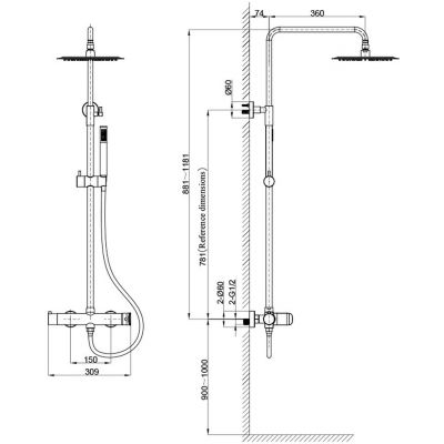 LaVita Spark zestaw prysznicowy ścienny z deszczownicą miedź
