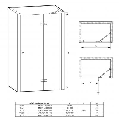 Massi Lapaz System drzwi prysznicowe 100 cm szkło przezroczyste MSKP-LA-0031000